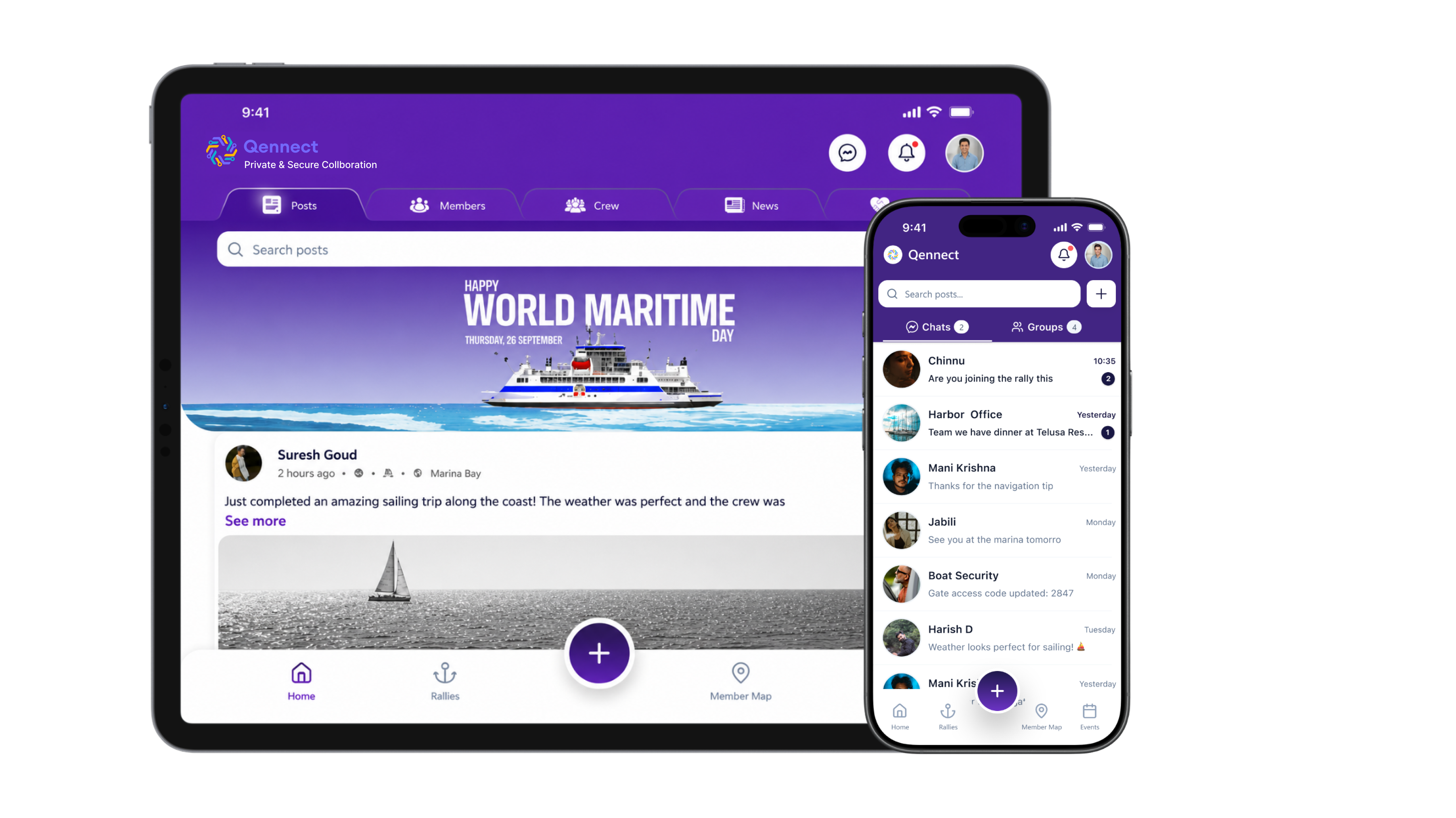 Qennect app for sailing communities