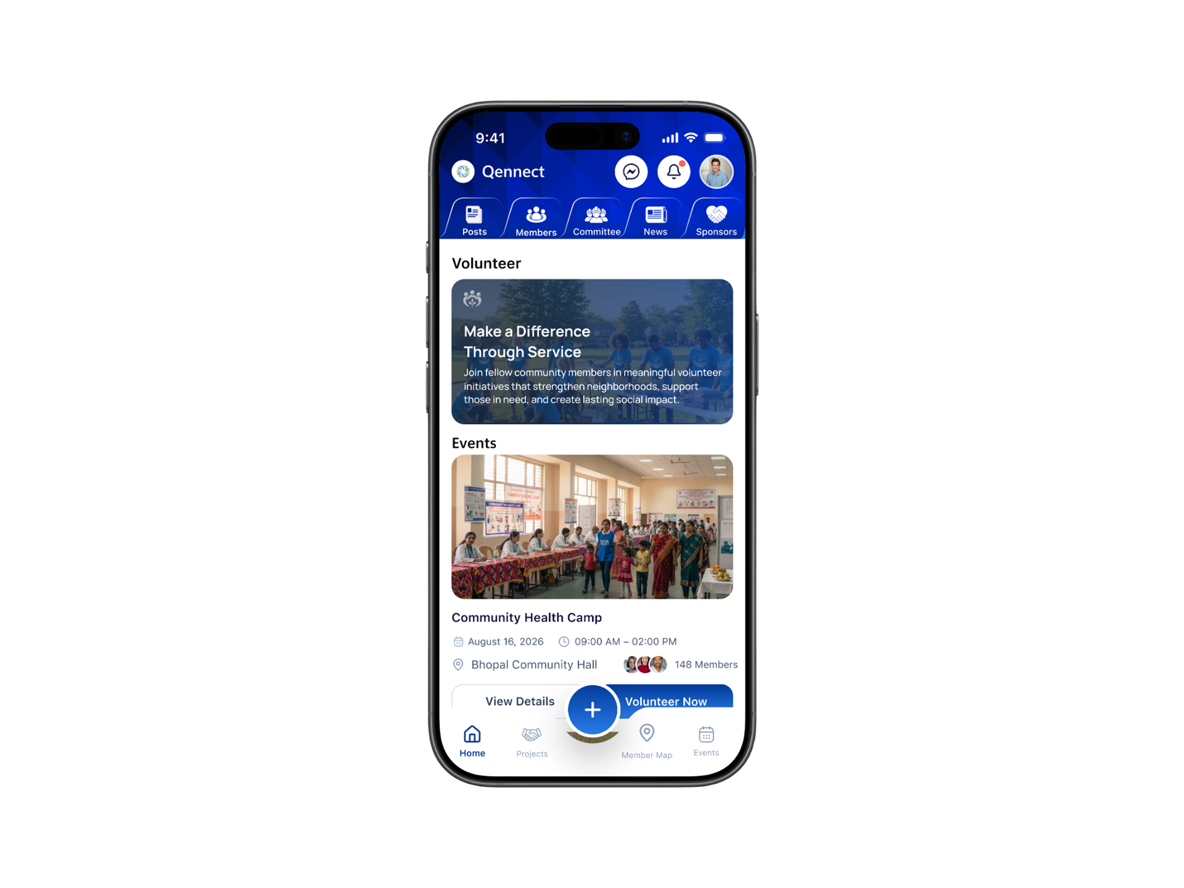 Qennect members app volunteer opportunities and an upcoming community event