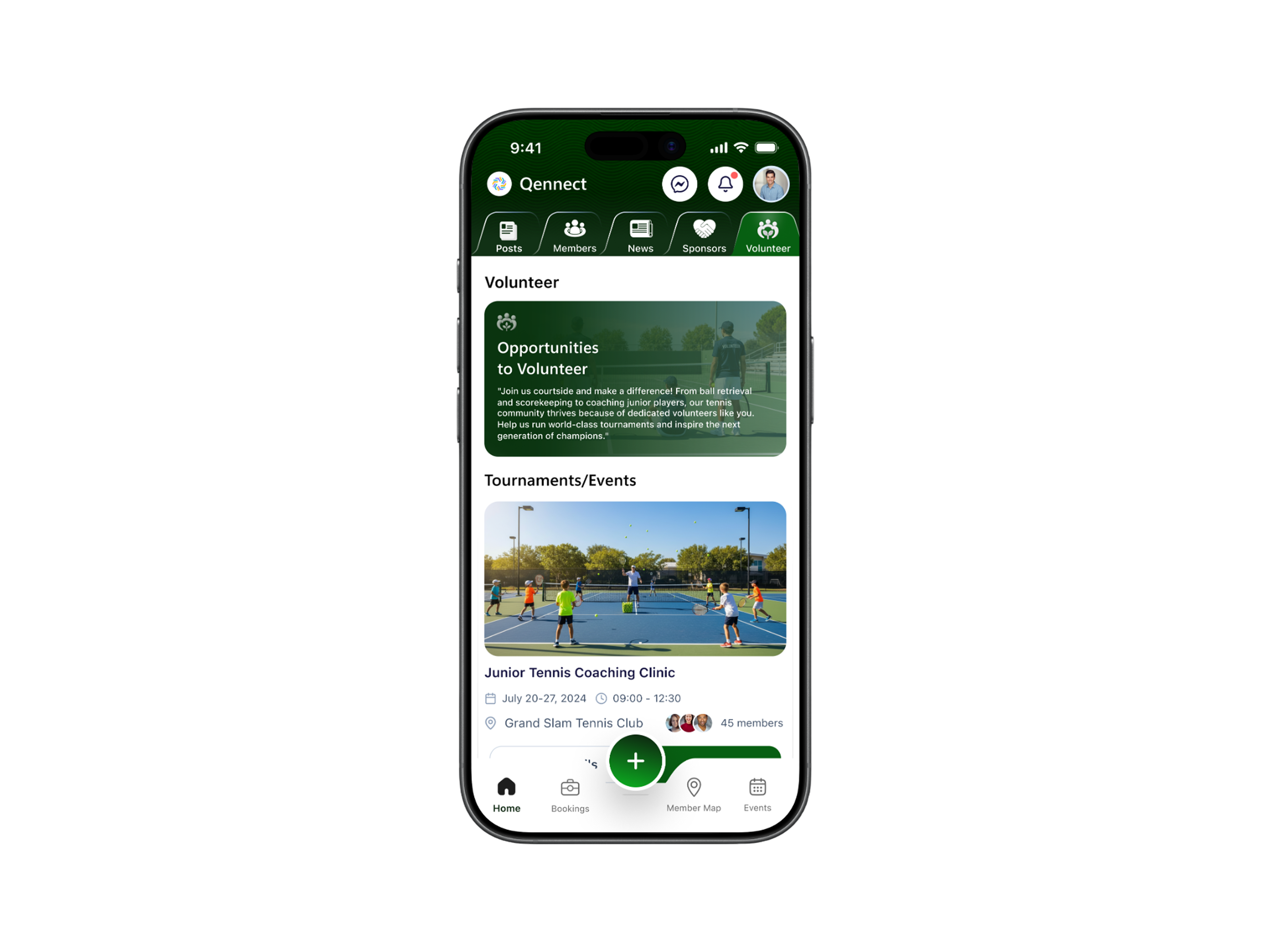 Qennect sports app volunteer opportunities and an upcoming coaching clinic
