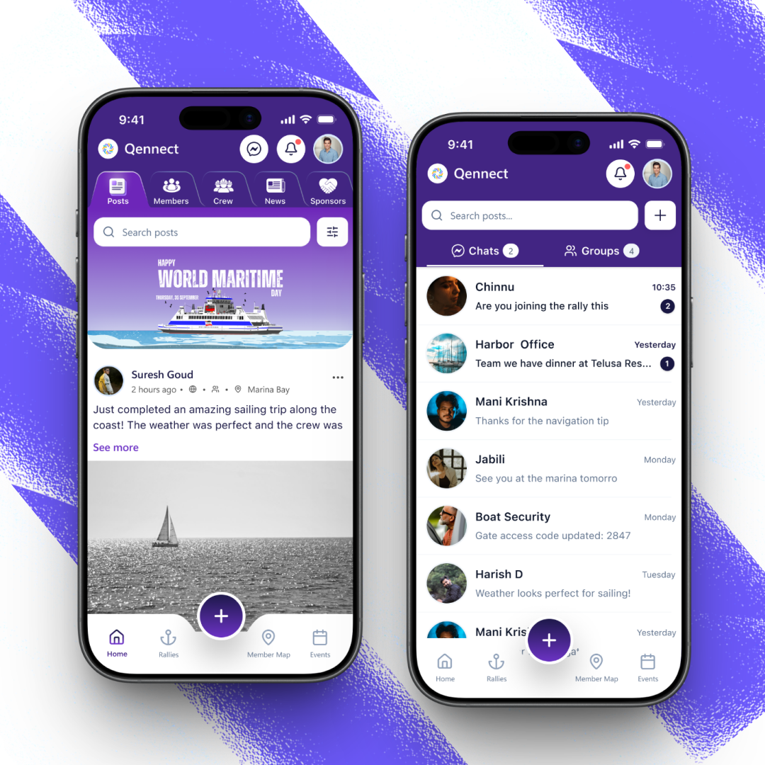 Qennect app for sailing club communities